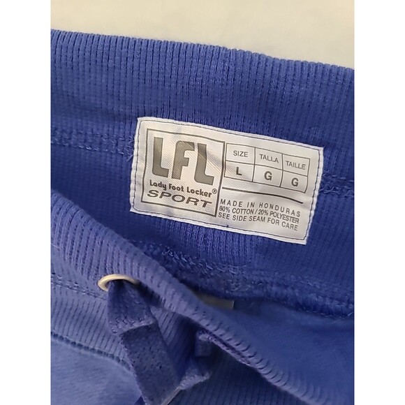 NwT Lady Foot Locker LFL Workout Pants SIZE Large Blue Open Leg - Picture 5 of 9